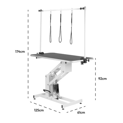 KCT Large Hydraulic Dog Grooming Table with H-Bar & Leashes
