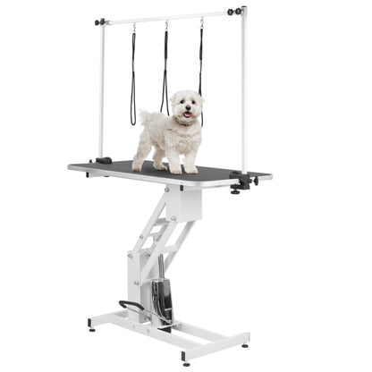 KCT Large Hydraulic Dog Grooming Table with H-Bar & Leashes