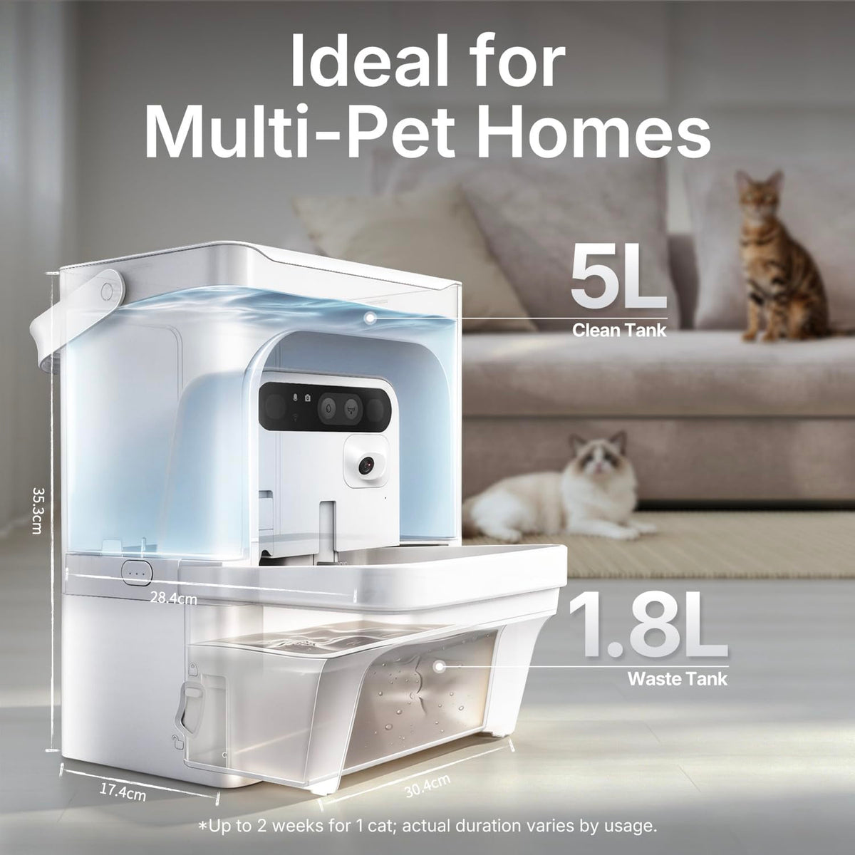PETKIT EVERSWEET ULTRA 5L Cat Water Fountain with AI Camera