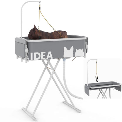 PAWZIDEA 2-in-1 Foldable Dog Bath Tub & Grooming Table – 18kg