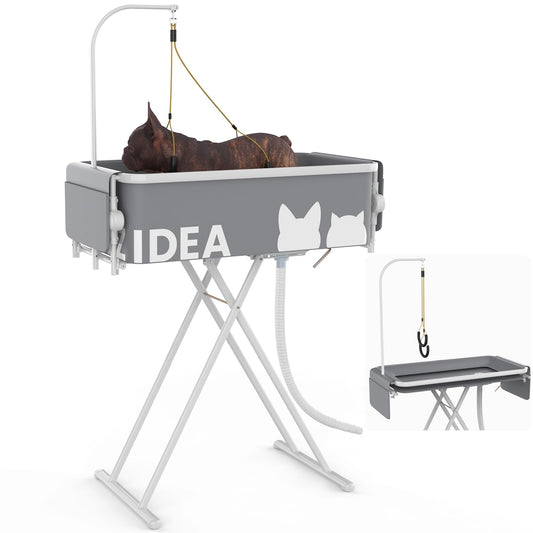 PAWZIDEA 2-in-1 Foldable Dog Bath Tub & Grooming Table – 18kg