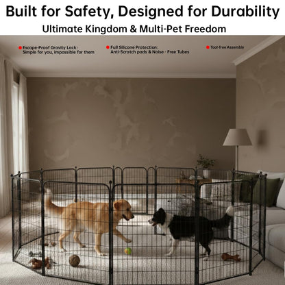 IGOOUO Heavy-Duty Dog Playpen 91.5cm – 12 Panels, Outdoor Use
