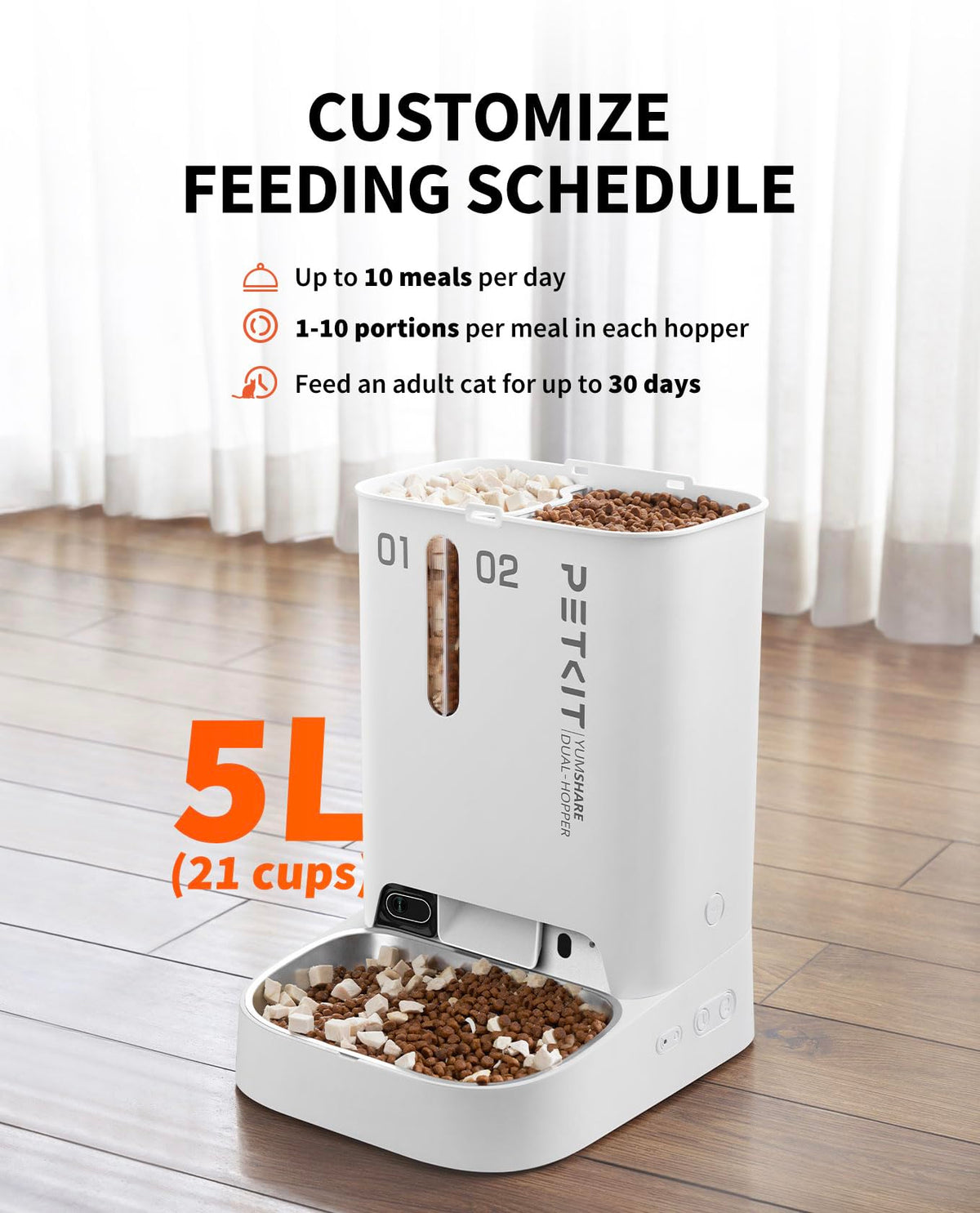 PETKIT Dual Hopper Auto Cat Feeder with 1080P Camera – 5L