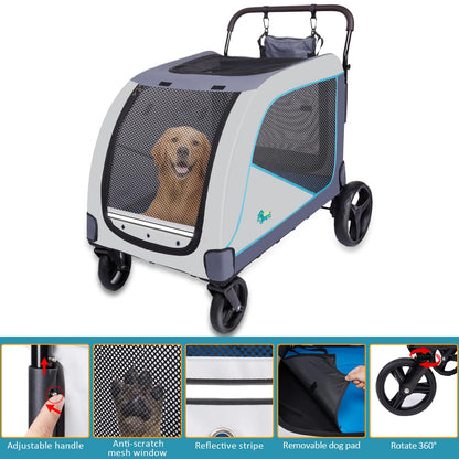 Ownpets XL Dog Stroller for Medium & Large Dogs – 55kg Capacity