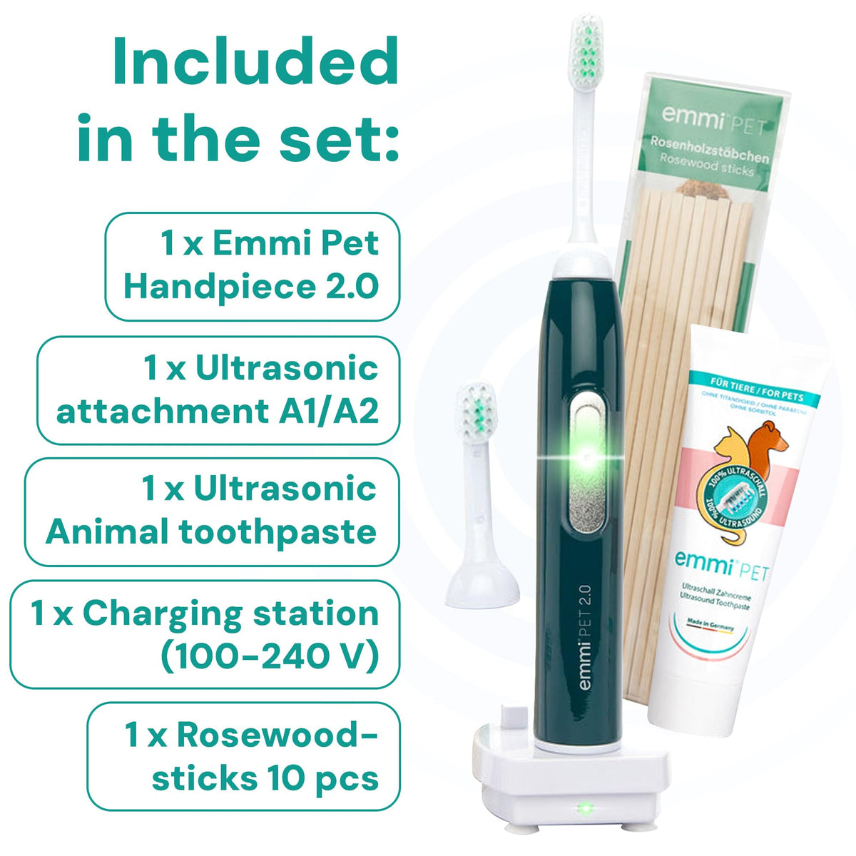 Emmi-Pet 2.0 Ultrasonic Dog & Cat Toothbrush with Toothpaste 75ml