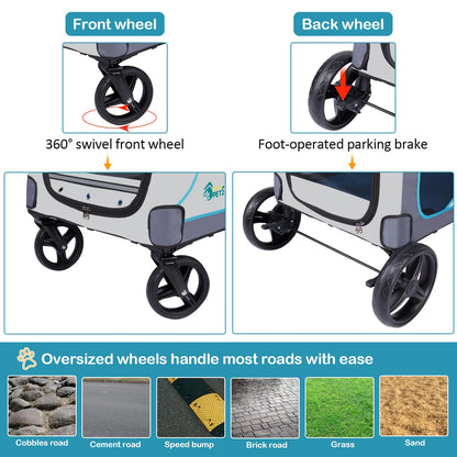Ownpets XL Dog Stroller for Medium & Large Dogs – 55kg Capacity