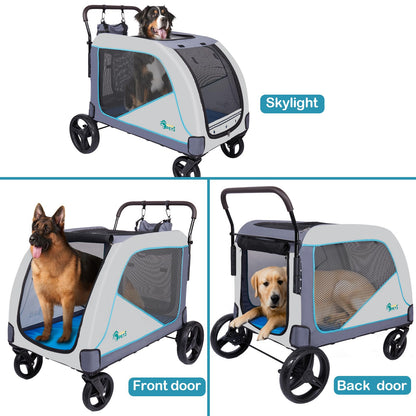 Ownpets XL Dog Stroller for Medium & Large Dogs – 55kg Capacity