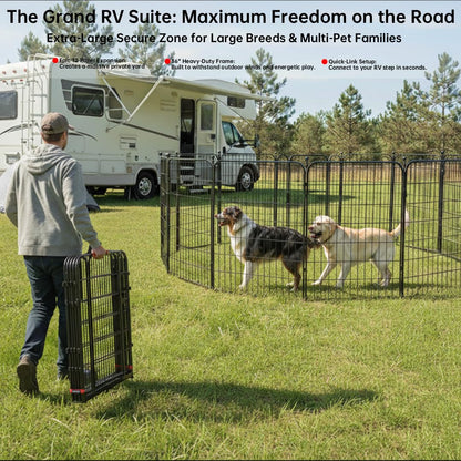 IGOOUO Heavy-Duty Dog Playpen 91.5cm – 12 Panels, Outdoor Use