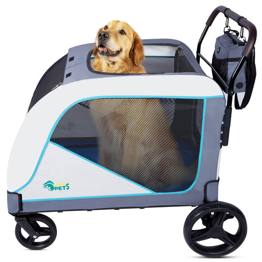 Ownpets XL Dog Stroller for Medium & Large Dogs – 55kg Capacity