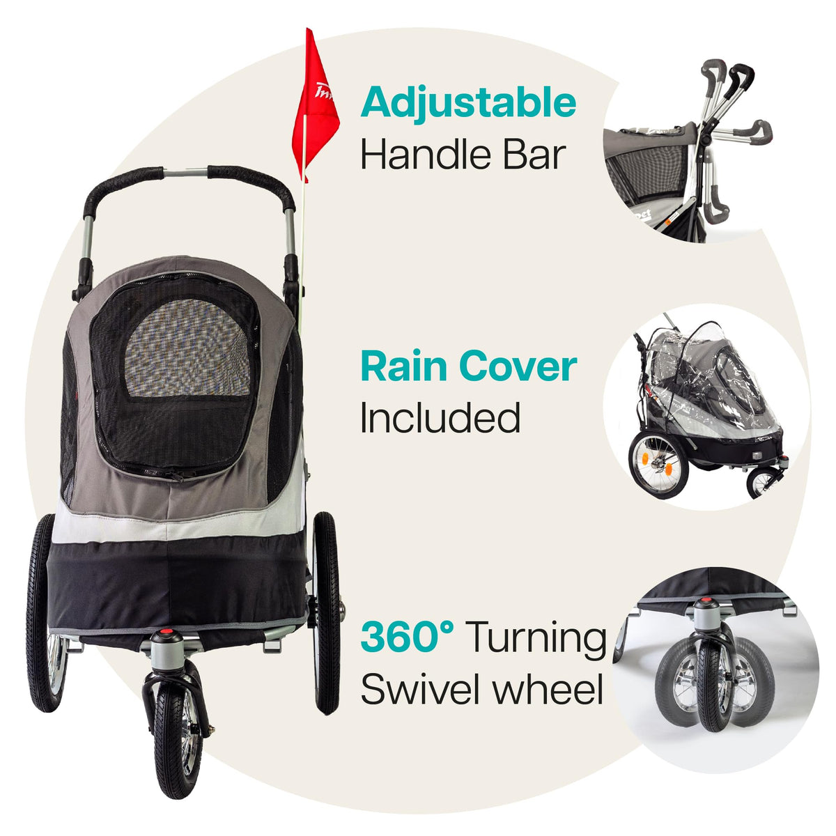 InnoPet Sporty Deluxe 2-in-1 Dog Stroller & Bike Trailer – 30kg