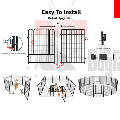 IGOOUO Heavy-Duty Dog Playpen 91.5cm – 12 Panels, Outdoor Use