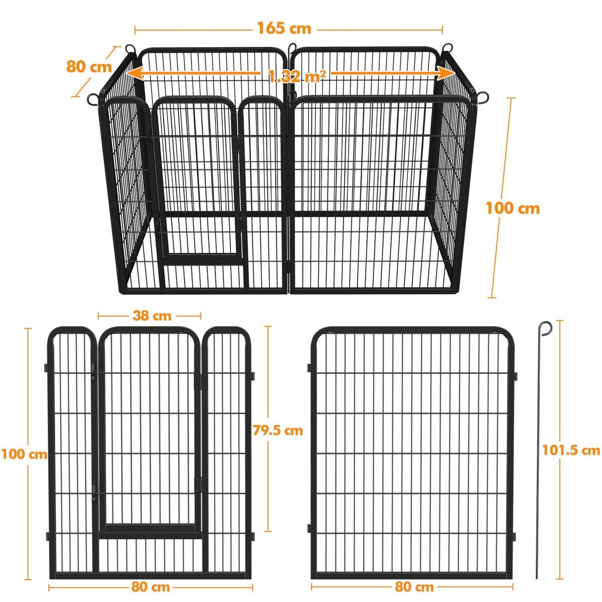 Yaheetech 12-Panel Heavy Duty Dog Pen Indoor & Outdoor | 80x100cm