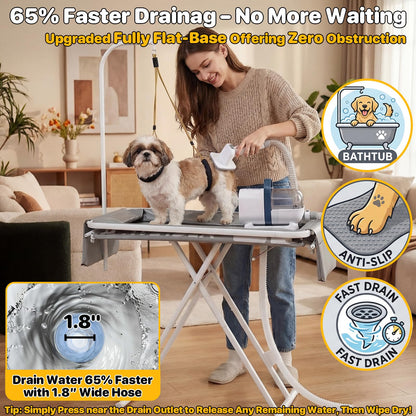 PAWZIDEA 2-in-1 Foldable Dog Bath Tub & Grooming Table – 18kg