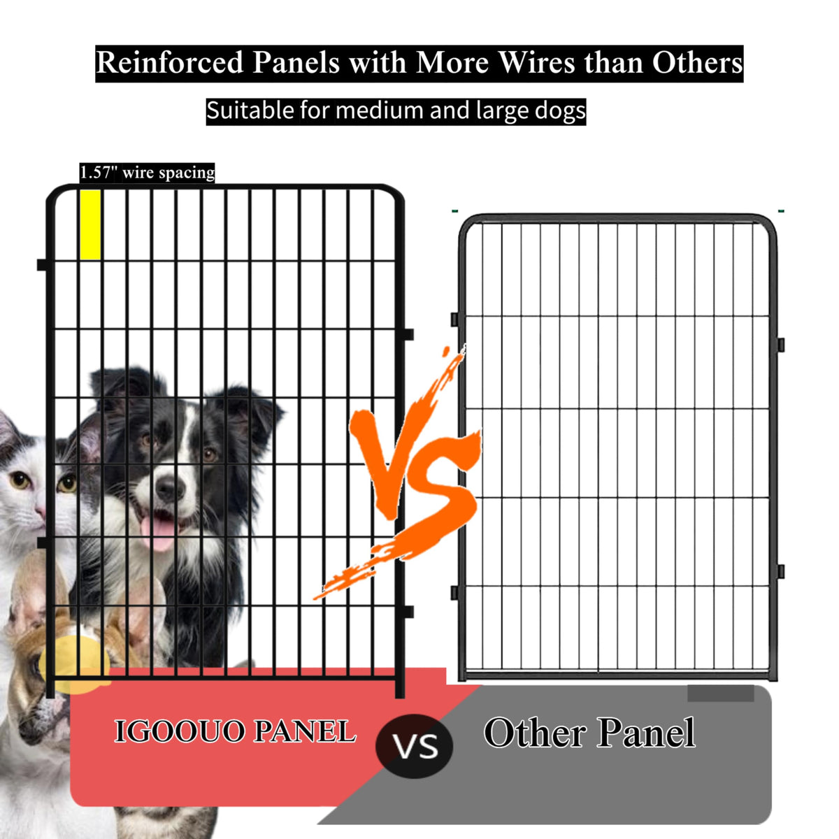 IGOOUO Heavy-Duty Dog Playpen 91.5cm – 12 Panels, Outdoor Use