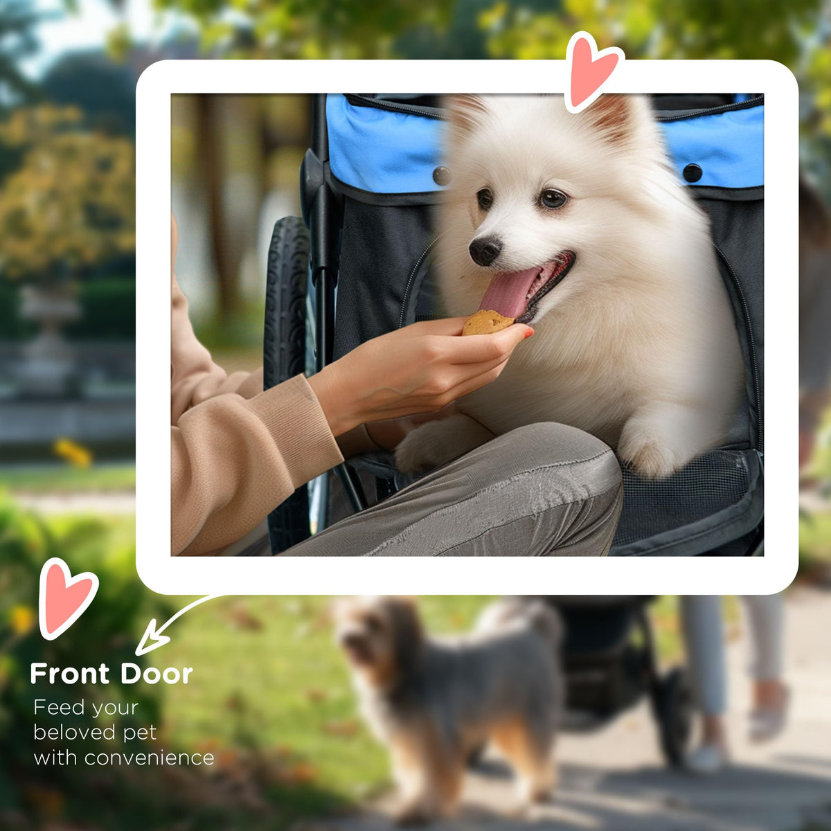 PawHut Foldable Dog Stroller for Small & Medium Dogs – Blue