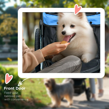 PawHut Foldable Dog Stroller for Small & Medium Dogs – Blue