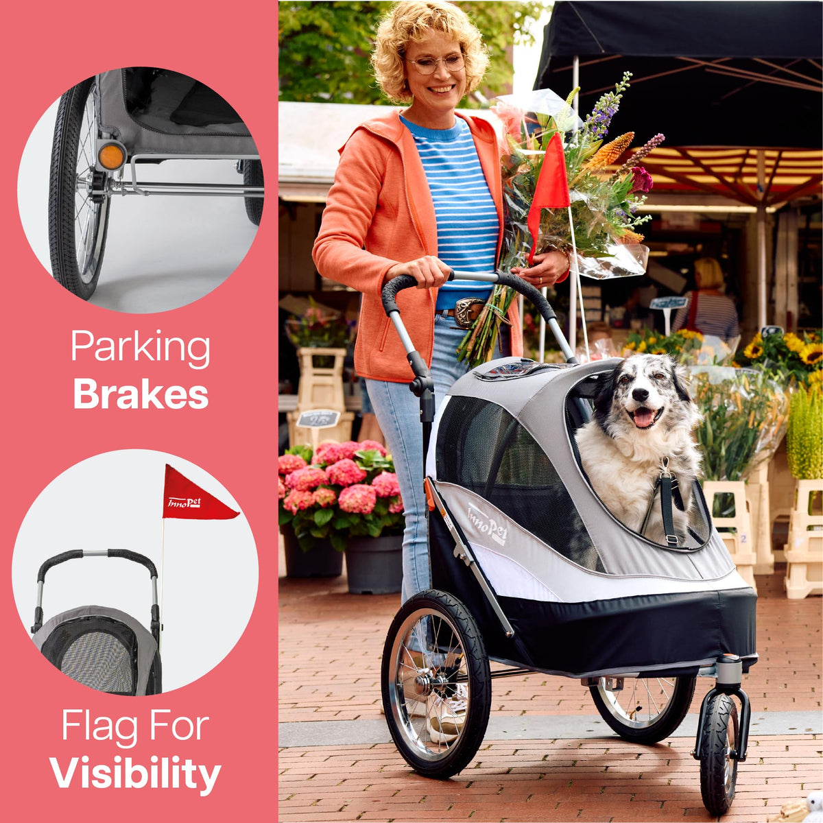 InnoPet Sporty Deluxe 2-in-1 Dog Stroller & Bike Trailer – 30kg