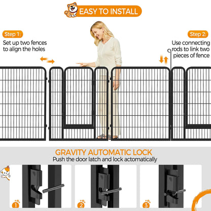 Yaheetech 12-Panel Heavy Duty Dog Pen Indoor & Outdoor | 80x100cm