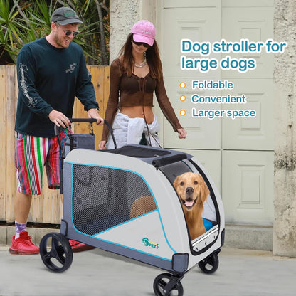 Ownpets XL Dog Stroller for Medium & Large Dogs – 55kg Capacity