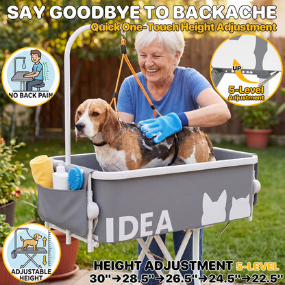PAWZIDEA 2-in-1 Foldable Dog Bath Tub & Grooming Table – 18kg
