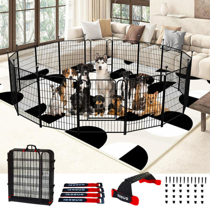IGOOUO Heavy-Duty Dog Playpen 91.5cm – 12 Panels, Outdoor Use