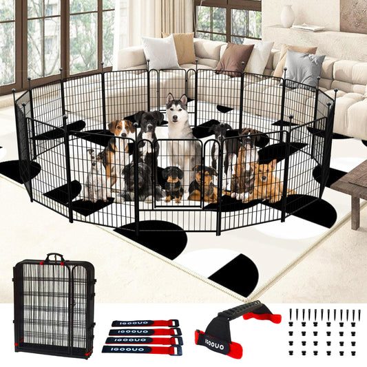 IGOOUO Heavy-Duty Dog Playpen 91.5cm – 12 Panels, Outdoor Use