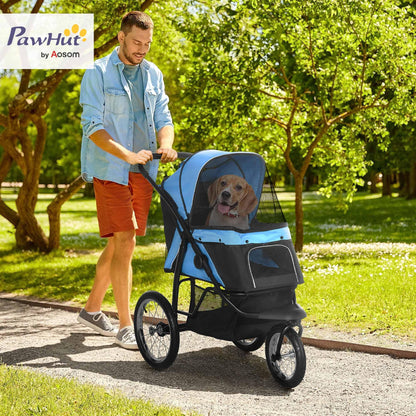 PawHut Foldable Dog Stroller for Small & Medium Dogs – Blue