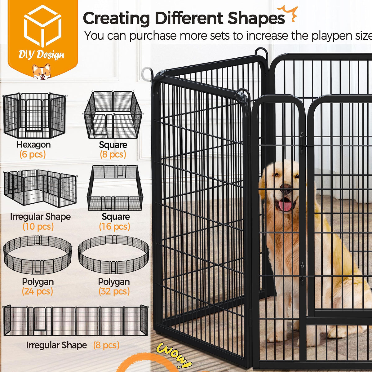 Yaheetech 12-Panel Heavy Duty Dog Pen Indoor & Outdoor | 80x100cm