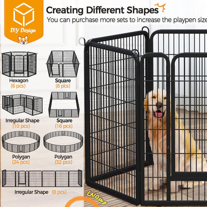Yaheetech 12-Panel Heavy Duty Dog Pen Indoor & Outdoor | 80x100cm